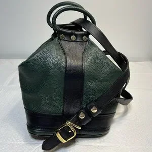 VALENTINA Convertible Green And Black Leather Handbag VALENTINA Pebbled Leather Convertible Crossbody/HandBag NWT  main image 3